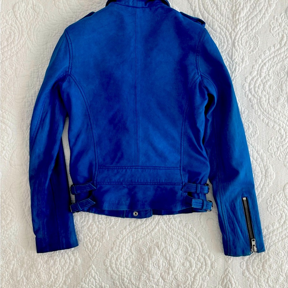 🔥 IRO Blue Leather Biker Jacket 🔥 - Picture 2 of 16